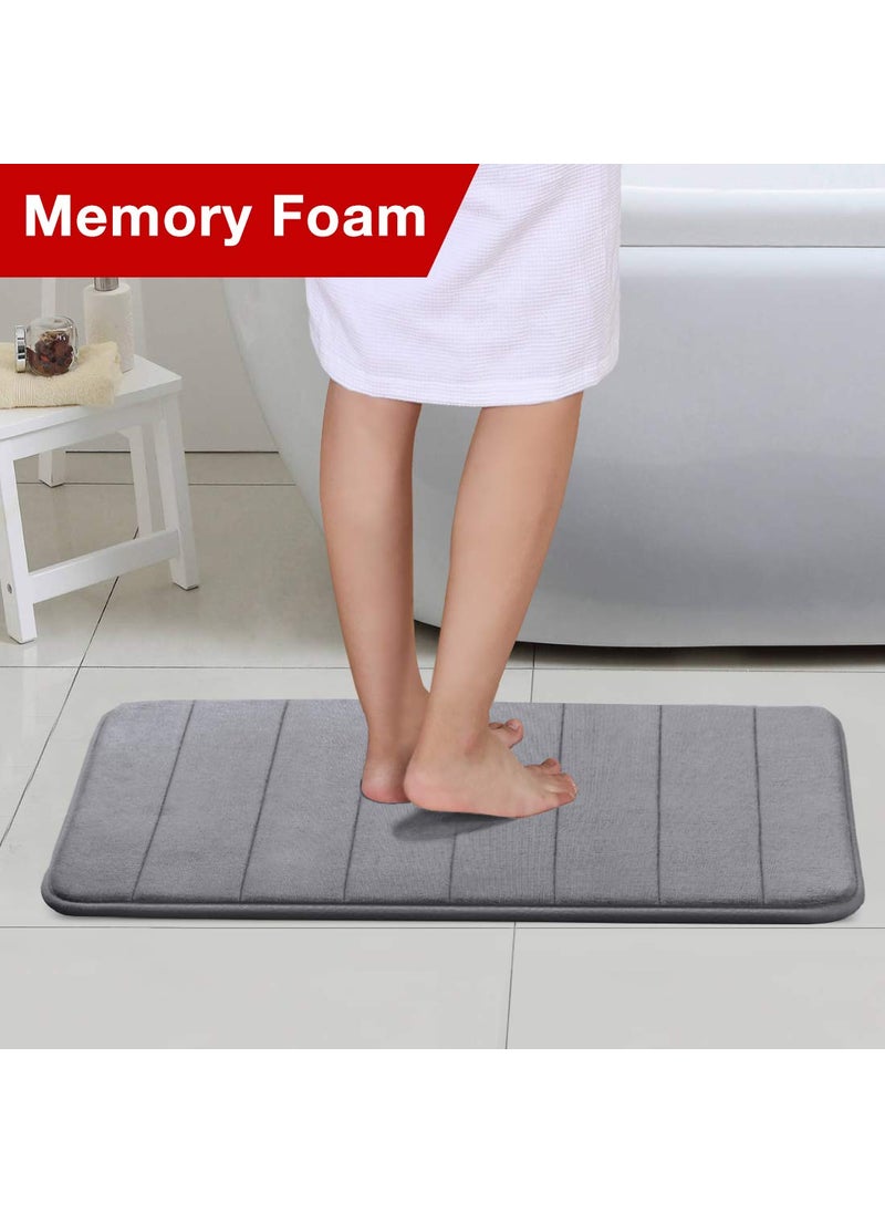 Flamingo P Flamingo P Memory Foam Bath Rectangular Mat,Extra Soft Non Slip Absorbent Bathroom Rugs Machine Washable Bath Mats For Bathroom Thick Bath Rug Carpet For Bathroom Floor,Tub,Shower,20X32 Inches,Grey  - Image 3