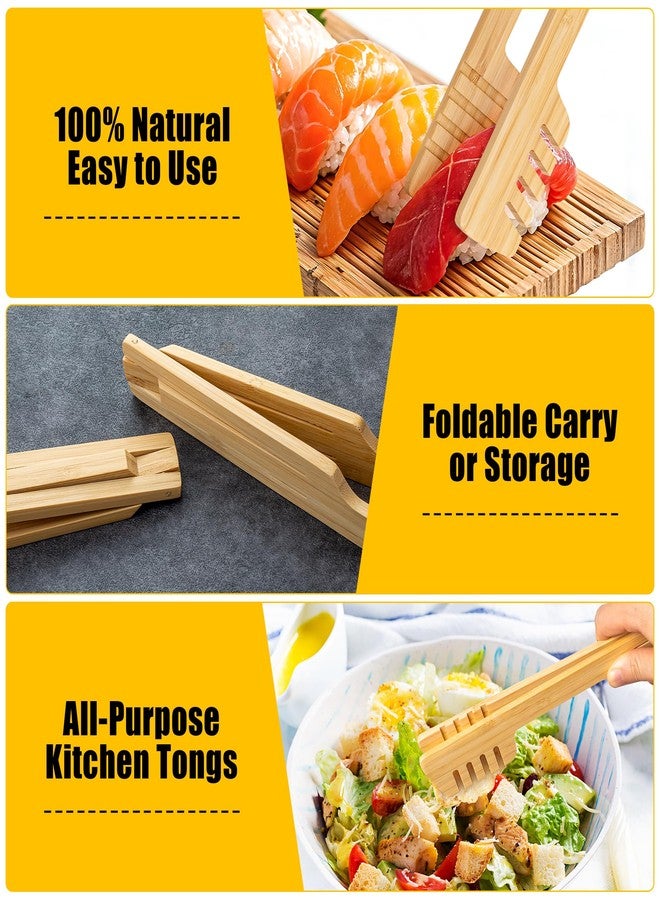 laboos 2-Pack Bamboo Kitchen Tongs for Cooking - 8.7-Inch Wooden Food Tongs with Wide Grooved Tips, Flip Design for Nonstick Cookware, Salad, BBQ, and Grilling - Image 2