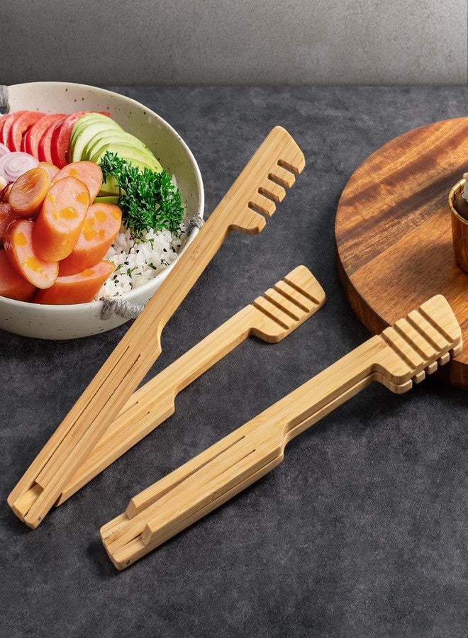laboos 2-Pack Bamboo Kitchen Tongs for Cooking - 8.7-Inch Wooden Food Tongs with Wide Grooved Tips, Flip Design for Nonstick Cookware, Salad, BBQ, and Grilling - Image 3