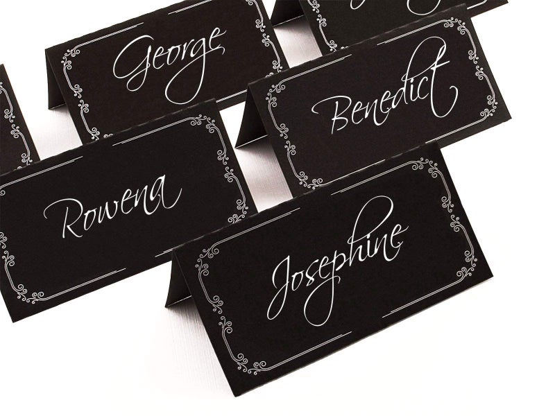 Summer-Ray.com Summer-Ray 48 Black Modern Wedding Place Cards with White Rim Seating Cards Escort Cards - Image 4