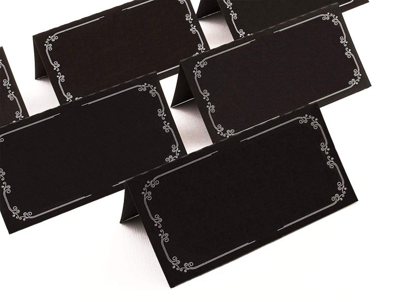 Summer-Ray.com Summer-Ray 48 Black Modern Wedding Place Cards with White Rim Seating Cards Escort Cards - Image 1