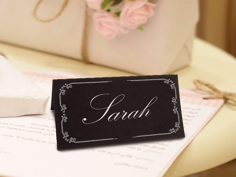 Summer-Ray.com Summer-Ray 48 Black Modern Wedding Place Cards with White Rim Seating Cards Escort Cards - Image 3
