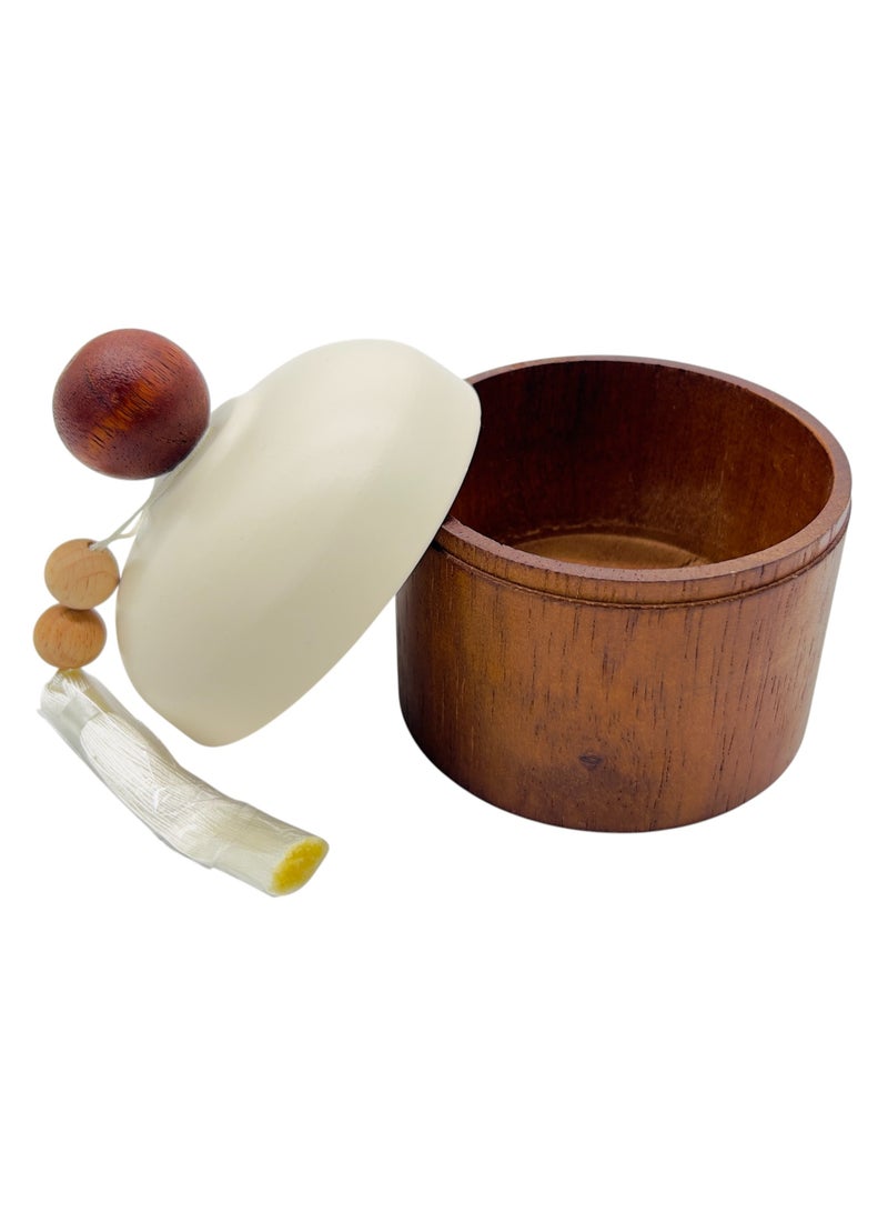 AKDC Wooden Sugar Pot with Metal Lid 9.5cm*12cm, Ivory - Image 2