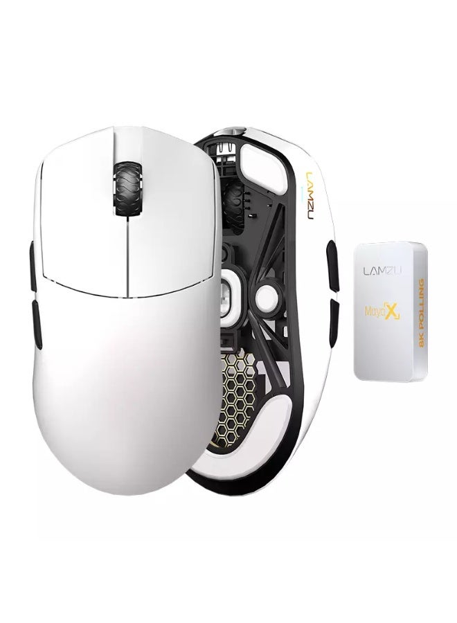 Lamzu ماوس ألعاب لاسلكي مايا إكس، خفيف الوزن للغاية 47 جرامًا، معدل اقتراع 8K، مفتاح بصري، أقصى دقة 30000 نقطة في البوصة، متماثل، وحدة تحكم دقيقة Nordic 52840، مشفر مقاوم للغبار، مستشعر PAW3950 - Image 1