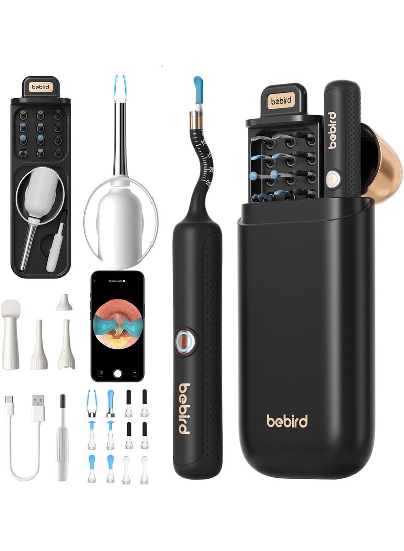 Bebird Visual Ear Wax Removal Tool - HD Endoscope with Light, Wireless WiFi Ear Cleaner Kit for Family bebird3Plus Black - Image 1