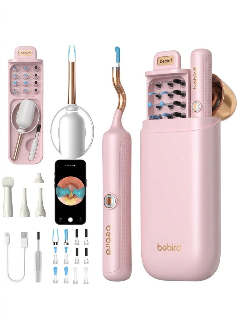 Bebird 3 Plus Visual Ear Wax Removal Tool with HD Camera, LED Light, WiFi App, Silicone Tips, Rechargeable Ear Cleaner Kit,Pink - Image 1
