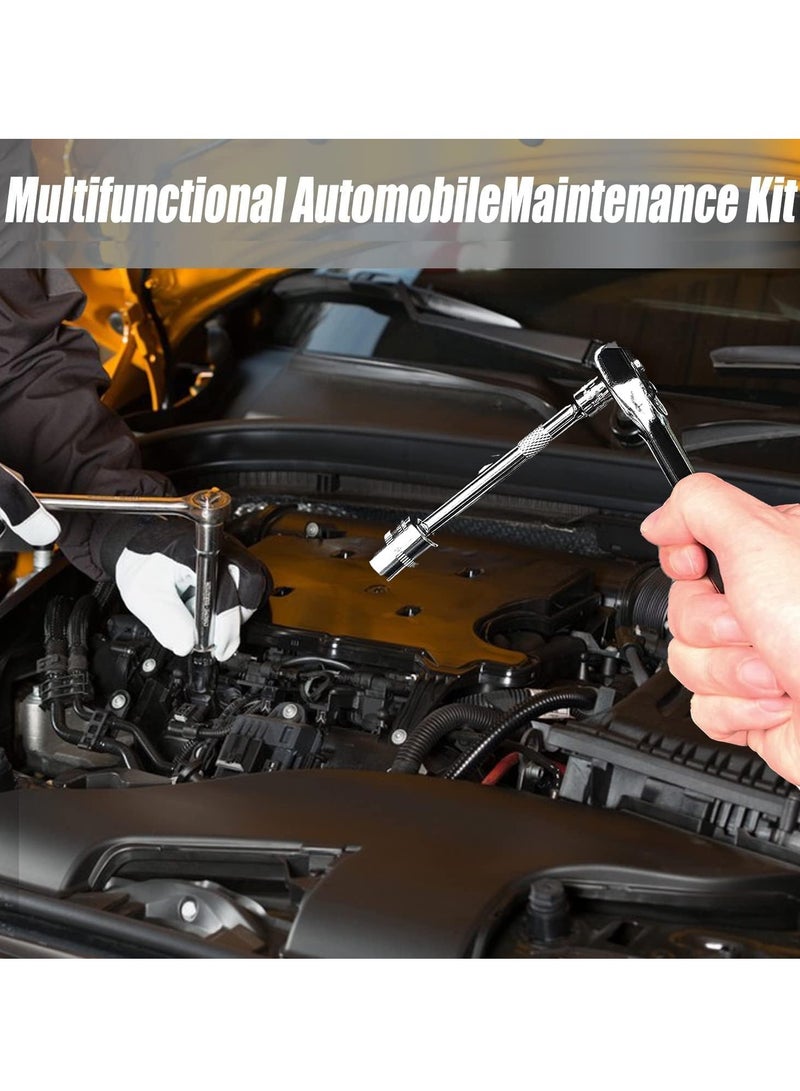 ميكسد 46 قطعة طقم مقابس، طقم مفك براغي 1/4 بوصة مع مجموعة أدوات مفك البراغي مع مجموعة أدوات مفك البراغي ذات السقاطة العكسية لإصلاح السيارات والمنزل مع حقيبة تخزين - Image 5