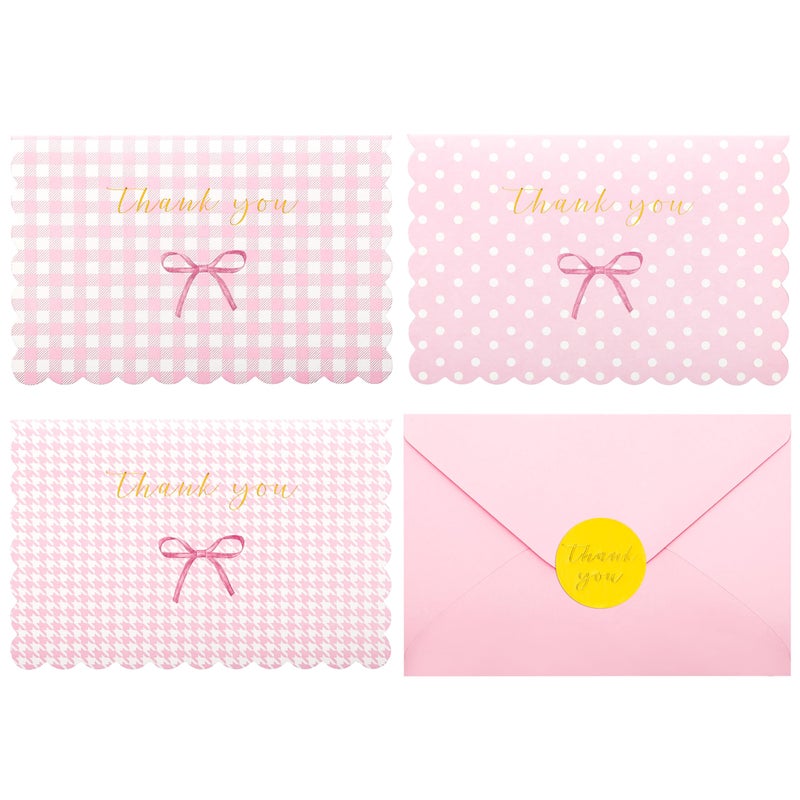 Crisky Thank You Cards with Envelopes,50 Pack Pink Thank You Cards Bulk Bow Style for Baby Shower, Birthday, Wedding Decoration Party Favors - Image 1