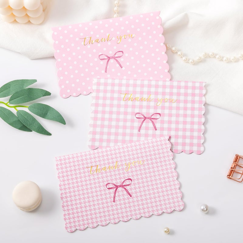 Crisky Thank You Cards with Envelopes,50 Pack Pink Thank You Cards Bulk Bow Style for Baby Shower, Birthday, Wedding Decoration Party Favors - Image 4