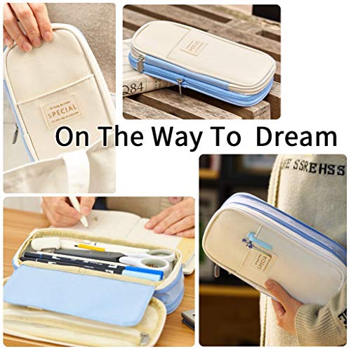 EASTHILL Big Capacity Pencil Pen Case Office College School Large Storage High Capacity Bag Pouch Holder Box Organizer Light Blue - Image 5