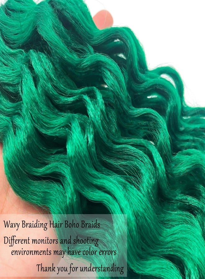 UPerfe Water Deep Wave Wavy Braiding Hair Green Curly Ocean Wave Crochet Hair 24 Inch 2 Packs Green Boho Hair for Braiding Black Women Soft Curls for Boho Braids Extensions - Image 4