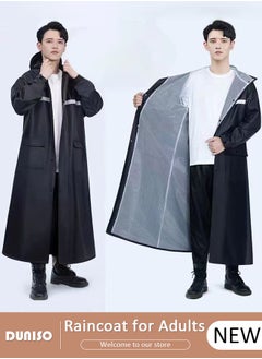 DUNISO Rain Coat, Lightweight Reusable Rain Ponchos, Black Oxford Cloth Packable Safety Raincoat, Breathable Rain Ponchos for with Reflective Strip, with Hood Raincoat for Outdoor Working Camping  - Image 1