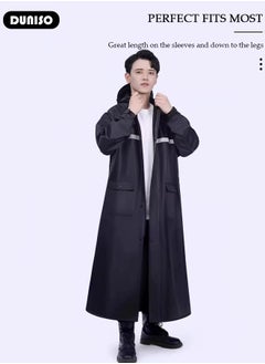 DUNISO Rain Coat, Lightweight Reusable Rain Ponchos, Black Oxford Cloth Packable Safety Raincoat, Breathable Rain Ponchos for with Reflective Strip, with Hood Raincoat for Outdoor Working Camping  - Image 5