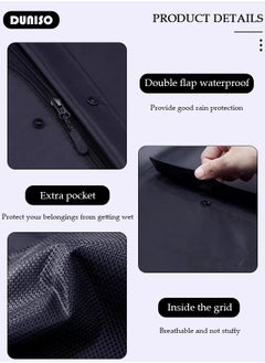 DUNISO Rain Coat, Lightweight Reusable Rain Ponchos, Black Oxford Cloth Packable Safety Raincoat, Breathable Rain Ponchos for with Reflective Strip, with Hood Raincoat for Outdoor Working Camping  - Image 2