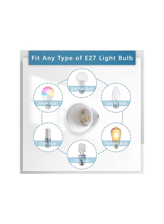 The Bros - E14 to E27 Socket Converter, 4 Pcs Screw to Screw Edison Adapter, SES to ES Lamp Base Adapter for LED, Incandescent, and CFL Bulbs - Image 1