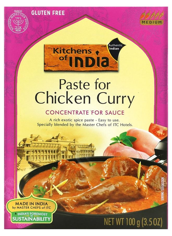 Kitchens of INDIA Paste For Chicken Curry Concentrate For Sauce Medium 3.5 oz (100 g) 