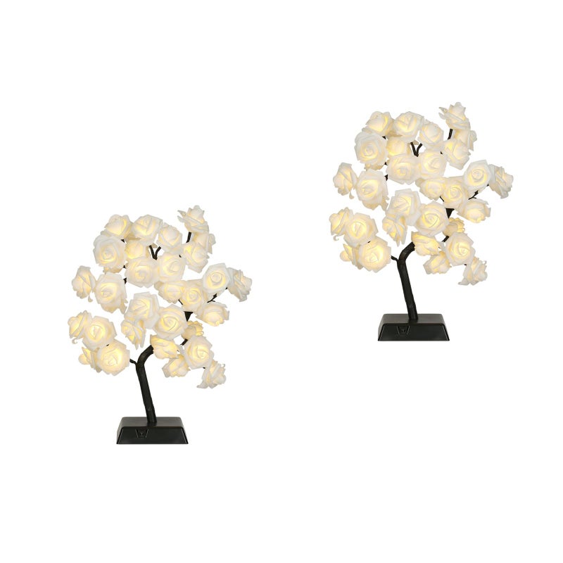 2 pcs Tree Shape Desk Lamp Unique Beautiful Bedside Lamp without Battery (White) - Image 1
