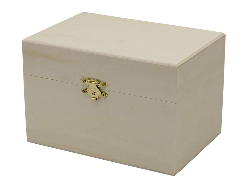 Creative Hobbies Ready to Decorate Wooden Recipe Box with Hinged Lid and Front Clasp Make Your Own Gift Jewelry Photo Box