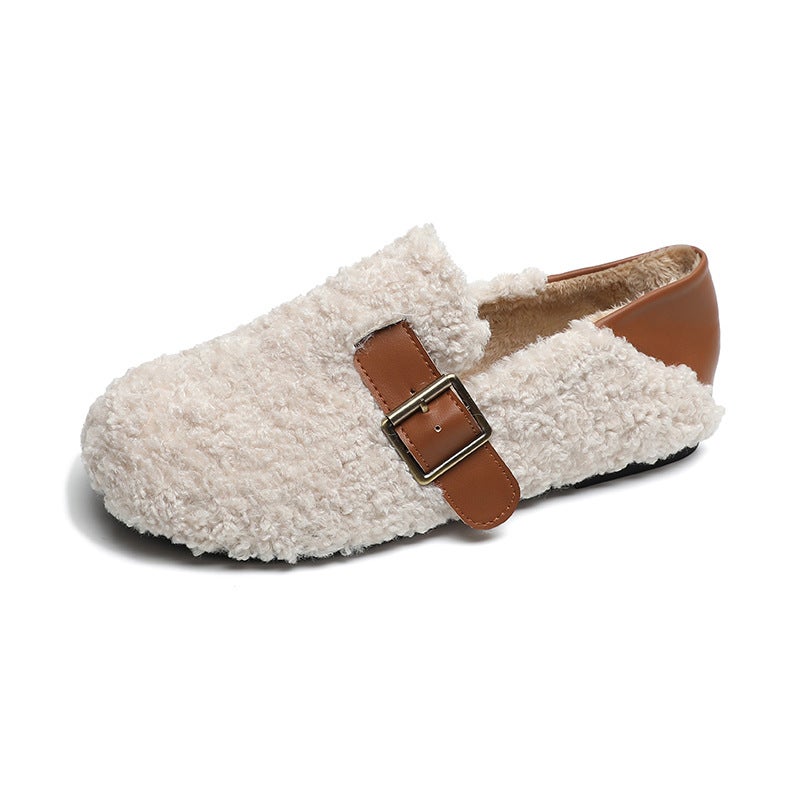 Cozy Faux Fur Clogs for Women Beige 