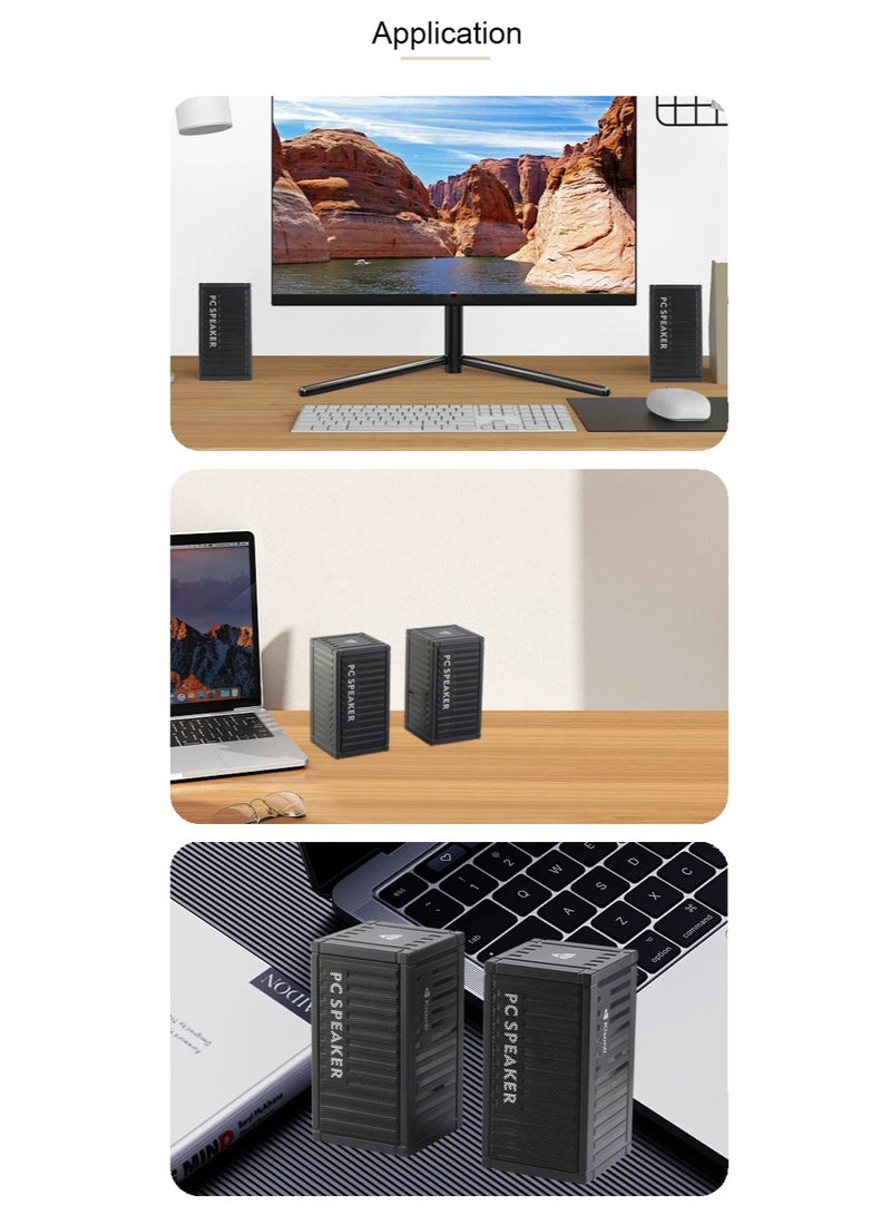 كيسونلي Kisonli KS-13 مكبر صوت USB 2.0 صغير محمول – صوت ستيريو واضح لأجهزة الكمبيوتر واللابتوب - Image 3