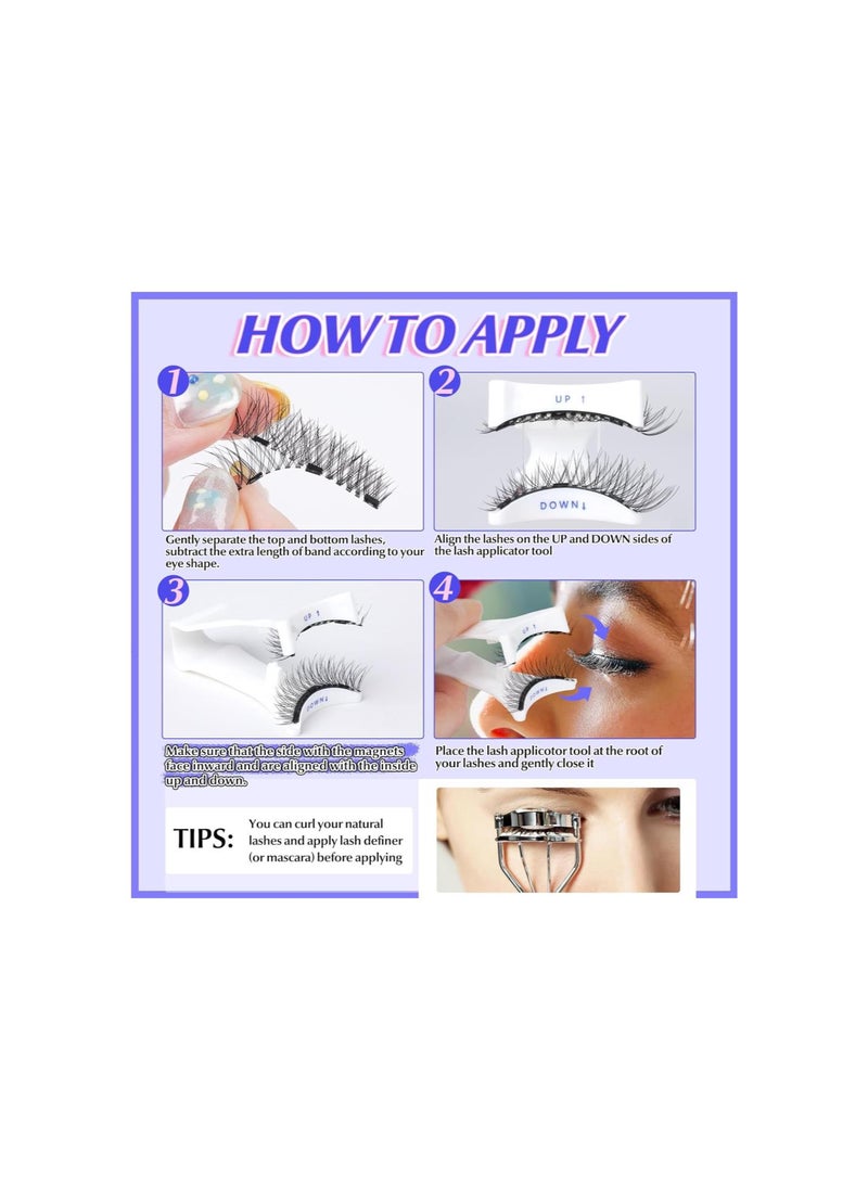 Generic - Magnetic Eyelashes with Applicator, 2pairs Co Magnetic Lashes, Reusable Natural Look Magnetic Lashes No Glue Needed, Premium Co Magnetic Eyelashes False Eyelashes (M12) - Image 1