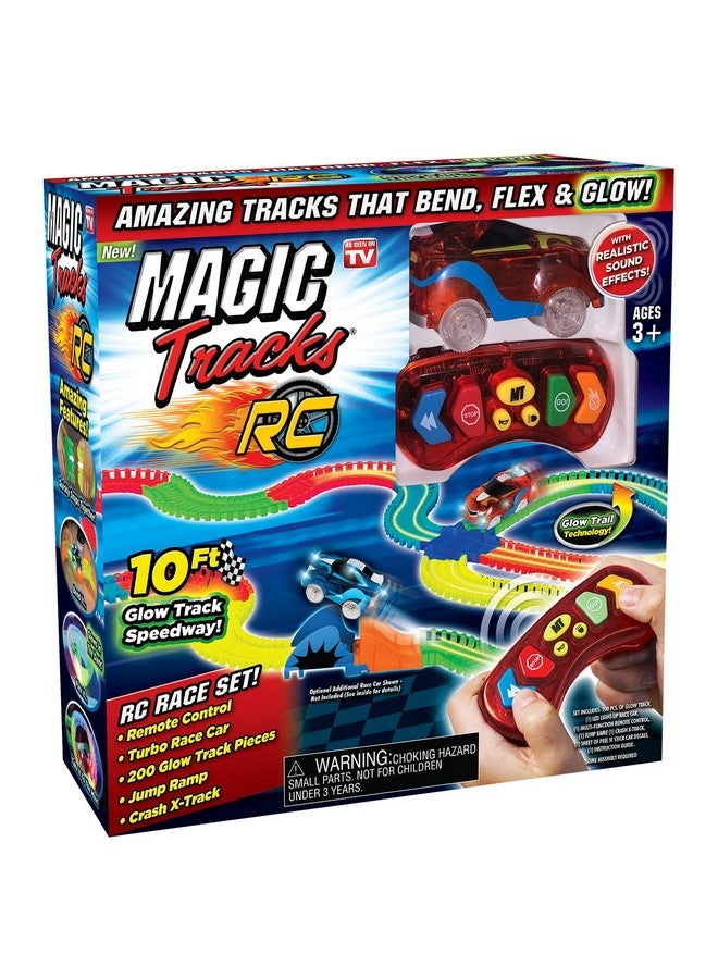 Ontel Magic Tracks RC - Remote Control Turbo Race Cars & 10 ft of Flexible, Bendable Glow in the Dark Racetrack - As Seen on TV, Color may Vary - Image 1