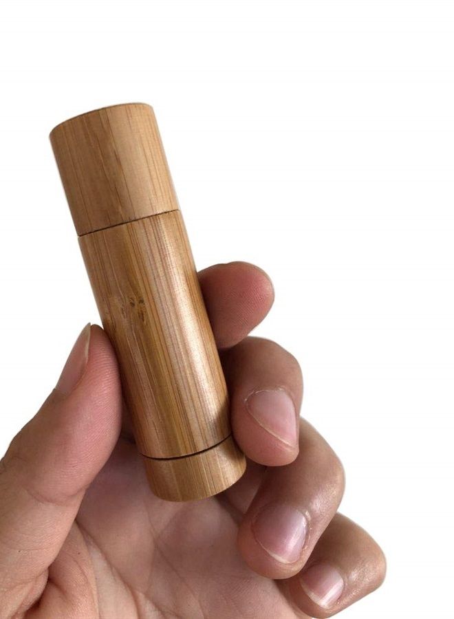 Furnido Natural Bamboo Lip Balm Tubes,5.5g Empty Refillable DIY Lipstick Tube Holder Deodorant Case For Cosmetic Lipstick Lip Gloss Containers with Clear PP Plastic Inner,BPA Free-Pack of 4 - Image 2