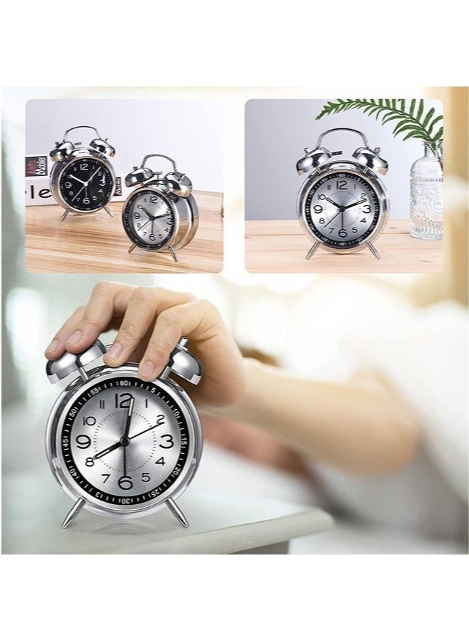 Bukela Loud Alarm Clock for Heavy Sleepers Adults,Retro 4 Inch Silent Non-Ticking Quartz with Backlight,Twin Bell Analog Kids Alarm Clocks for Bedrooms Bedside (Black) - Image 4