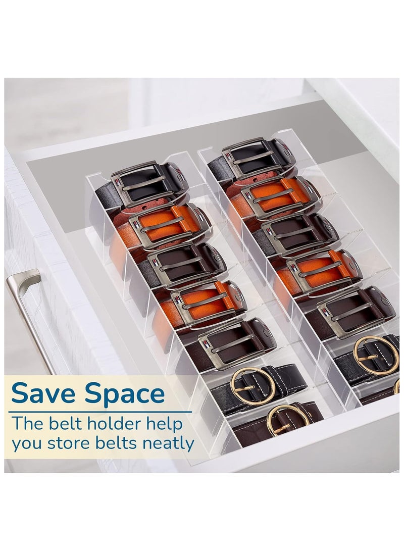 TPGP 2 Pieces Belt Organizer Acrylic Belt Storage Holder 7 Compartments Display Case Belt Container Holder for Closet and Drawer, Purse Tie Jewelry Watch Bracelets Makeup Storage Holder Accessories - Image 4