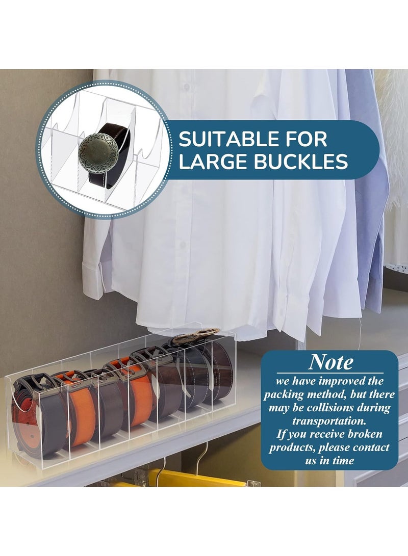 TPGP 2 Pieces Belt Organizer Acrylic Belt Storage Holder 7 Compartments Display Case Belt Container Holder for Closet and Drawer, Purse Tie Jewelry Watch Bracelets Makeup Storage Holder Accessories - Image 2