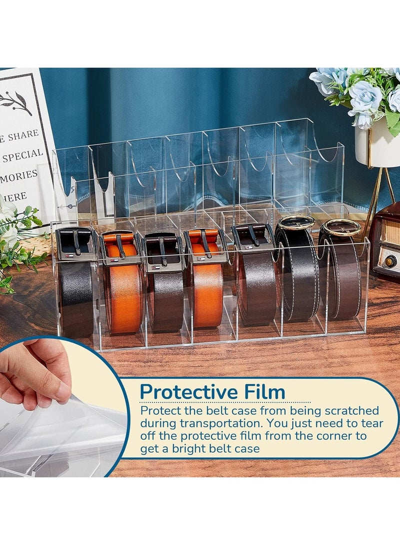 TPGP 2 Pieces Belt Organizer Acrylic Belt Storage Holder 7 Compartments Display Case Belt Container Holder for Closet and Drawer, Purse Tie Jewelry Watch Bracelets Makeup Storage Holder Accessories - Image 5