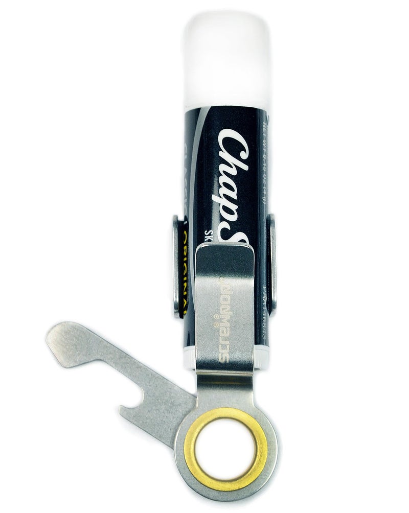 Screwpop Chapstick Holder Built-to-Last for Keychain and Carabiner Attachment with Swing-Out Bottle Opener Stainless Steel - Image 1