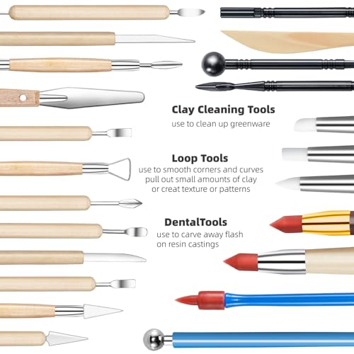 TEMONTIAN Clay Sculpting Tools,Air Dry,Pottery Tools,44 Pcs Double Sided Polymer Clay Tools Kit,Ceramics, Modeling Tools with Carrying Case Bag - Image 2