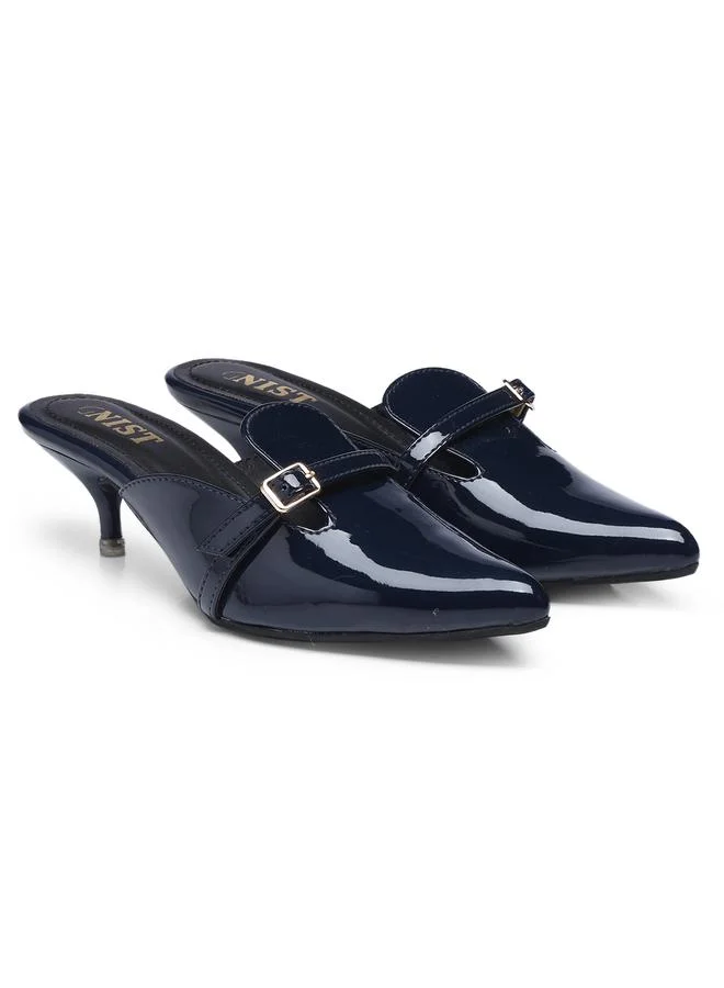 GNIST GNIST Buckle Detail Pointed Toe Kitten Heel Mules