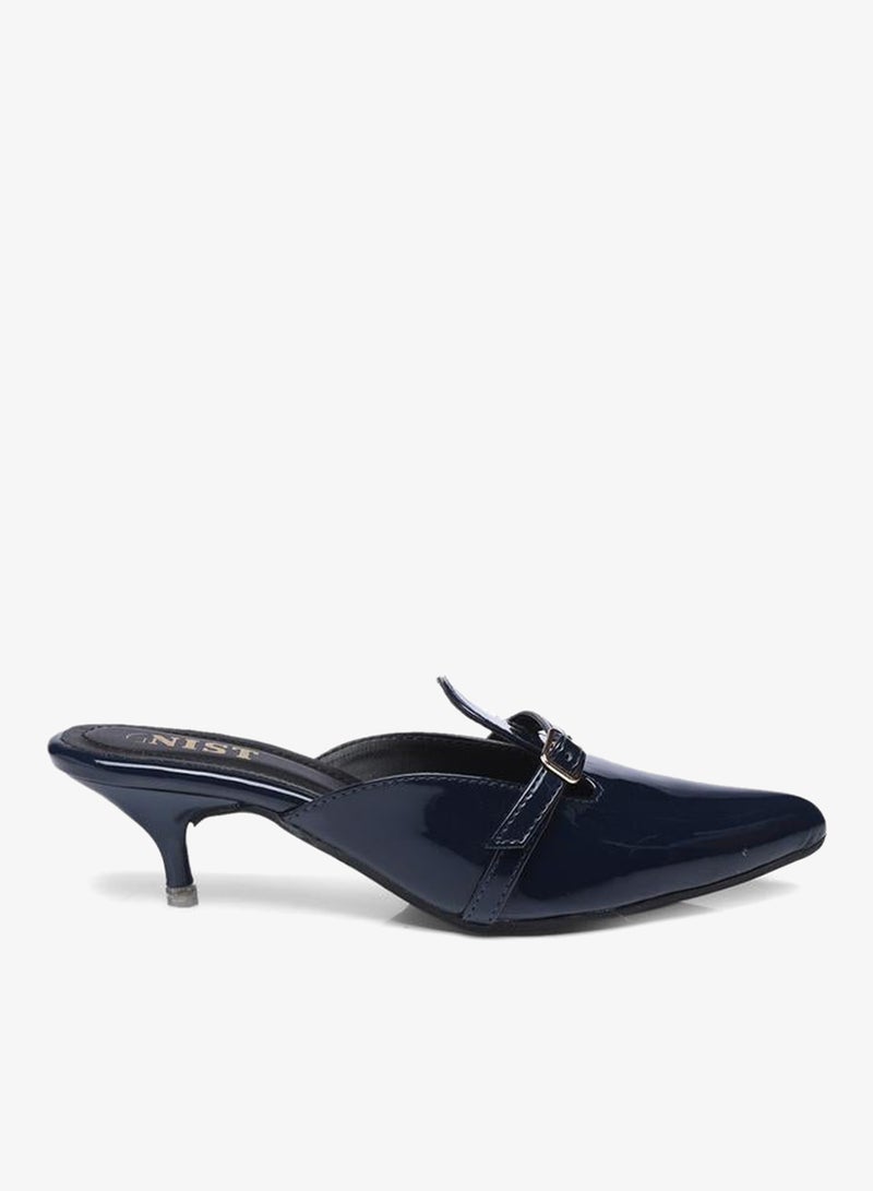 GNIST Buckle Detail Pointed Toe Kitten Heel Mules - Image 1