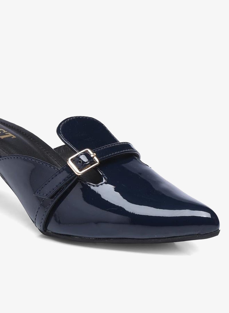 GNIST Buckle Detail Pointed Toe Kitten Heel Mules - Image 3