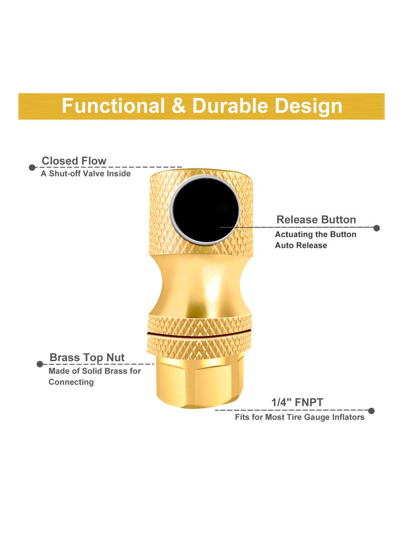 Excefore - Locking Air Chuck, Heavy-Duty Brass Air Chuck for Tires, Easy to Use, Leak-Proof, Rated up to 200psi (2 Pack) - Image 1
