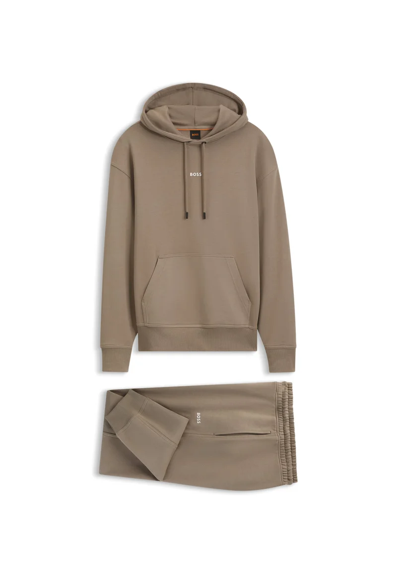 BOSS Open Brown Casual cotton tracksuit set with a minimalist logo for Men | Best Price UAE