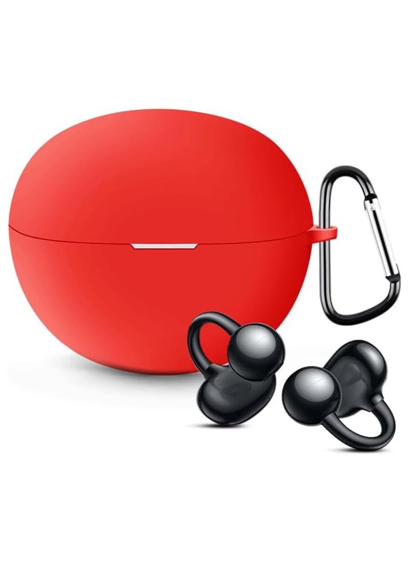 FARROBIZZ Silicone Case Compatible with HUAWEI FreeClip, Shockproof and Scratch-Resistant Full-Body Protection Headphone Cover with Anti-Lost Keychain- Red  - Image 1