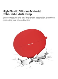 FARROBIZZ Silicone Case Compatible with HUAWEI FreeClip, Shockproof and Scratch-Resistant Full-Body Protection Headphone Cover with Anti-Lost Keychain- Red  - Image 5