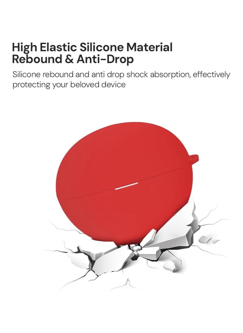 FARROBIZZ Silicone Case Compatible with HUAWEI FreeClip, Shockproof and Scratch-Resistant Full-Body Protection Headphone Cover with Anti-Lost Keychain- Red  - Image 5