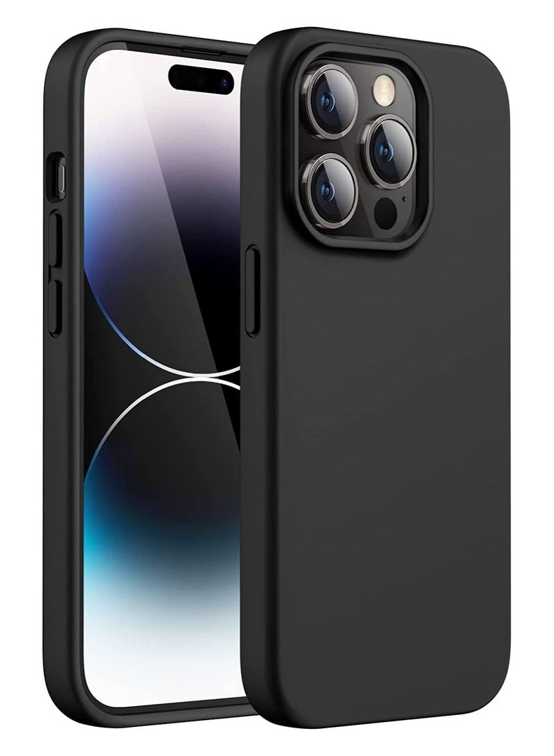 إيف علبة السيليكون متوافقة مع iPhone 14 Pro Max 6.7 - بوصة ، حريرية ناعمة للوقاية الكاملة من الجسم ، غطاء مقاوم للصدمات مع بطانة الألياف الدقيقة (أسود) - Image 1