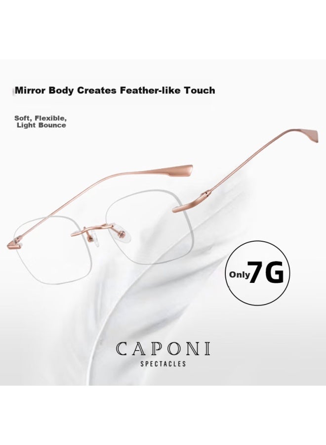 Caponi Blue Light Blocking Gl Women Ultra-light Rimless Gold Wire Plain Gl Frame Anti-radiation Mobile Phone Eye Protection Gl Men Non-prescription - Image 4