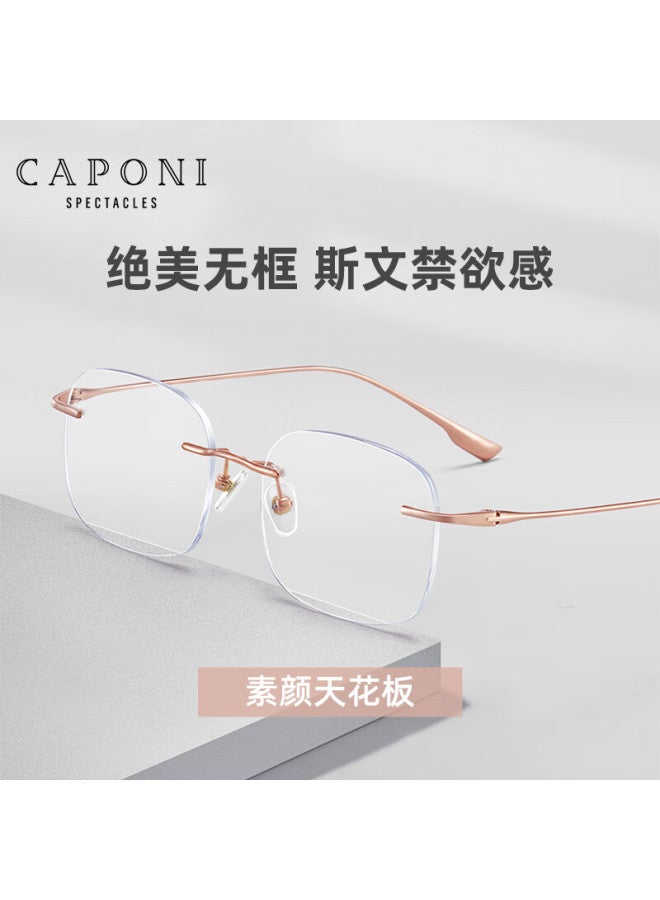 Caponi Blue Light Blocking Gl Women Ultra-light Rimless Gold Wire Plain Gl Frame Anti-radiation Mobile Phone Eye Protection Gl Men Non-prescription - Image 2