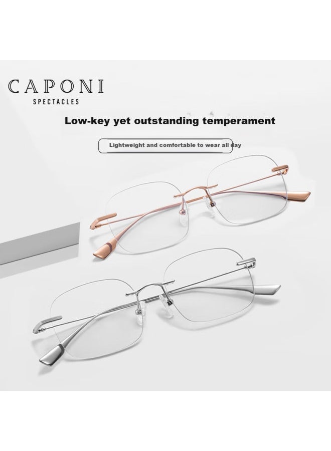 Caponi Blue Light Blocking Gl Women Ultra-light Rimless Gold Wire Plain Gl Frame Anti-radiation Mobile Phone Eye Protection Gl Men Non-prescription - Image 3