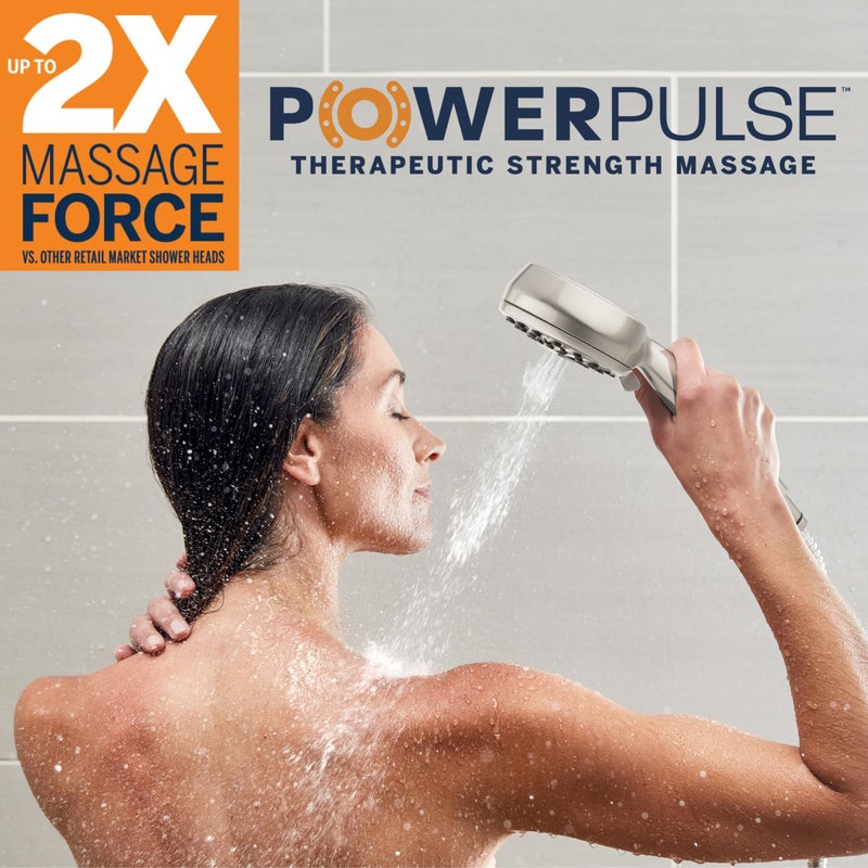 Waterpik High Pressure Hand Held Shower Head With Hose, PowerPulse Massage 7-Mode, Brushed Nickel XPB-769ME - Image 4