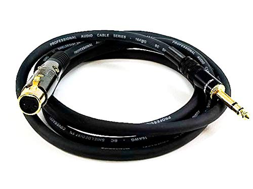 Monoprice 104769 6Feet Premier Series XLR Female to 14Inch TRS Male 16AWG Cable gold - Image 1