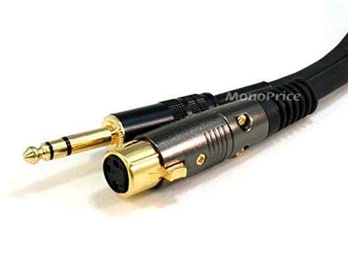 Monoprice 104769 6Feet Premier Series XLR Female to 14Inch TRS Male 16AWG Cable gold - Image 3