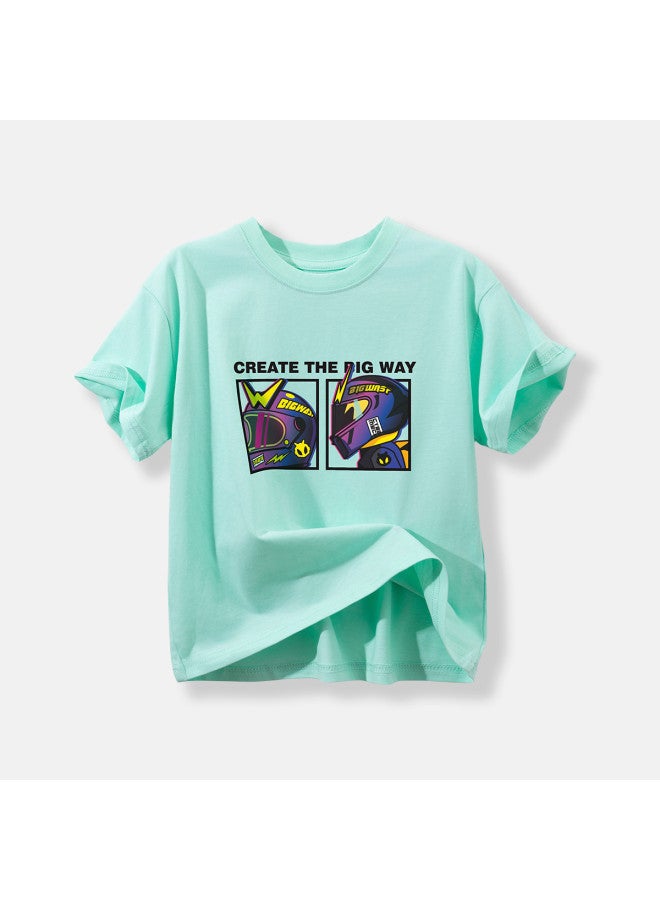 Bumblebee Boys' Knit Short Sleeve Summer Kids T-shirt Breathable Top 2025 New Comfortable Versatile Big Kids Clothing - Image 2