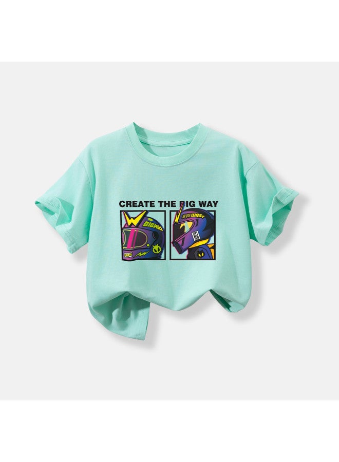 Bumblebee Boys' Knit Short Sleeve Summer Kids T-shirt Breathable Top 2025 New Comfortable Versatile Big Kids Clothing - Image 3